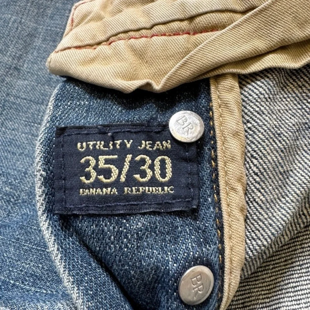 Banana Republic Utility Jeans Mens 35x30 Medium Wash Blue Cotton Button Fly